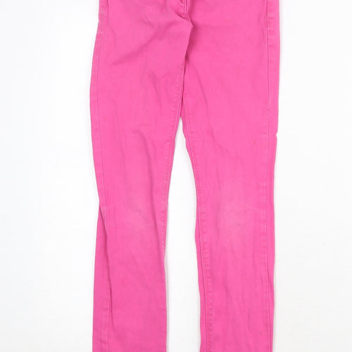 NEXT Girls Pink Cotton Skinny Jeans Size 10 Years Regular Zip