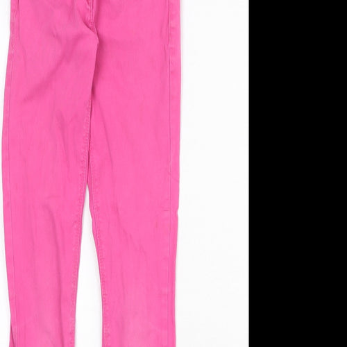 NEXT Girls Pink Cotton Skinny Jeans Size 10 Years Regular Zip