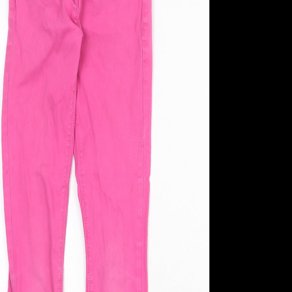 NEXT Girls Pink Cotton Skinny Jeans Size 10 Years Regular Zip