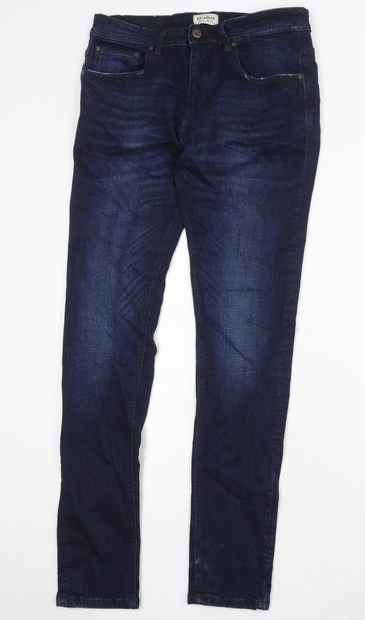 Pull&Bear Mens Blue Cotton Skinny Jeans Size 32 in Regular Zip