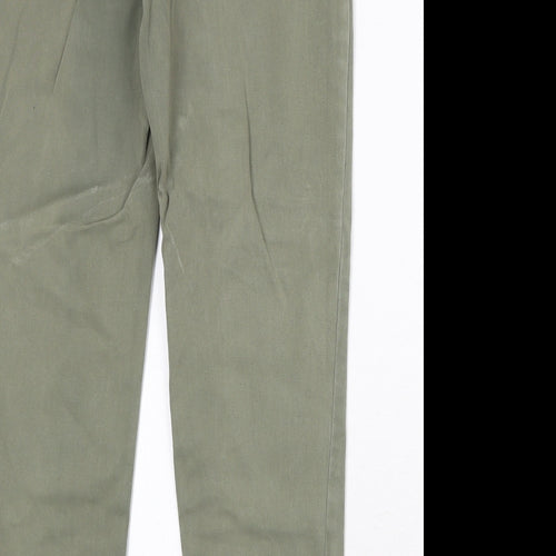 Oasis Womens Green Cotton Carrot Trousers Size 10 Regular Zip