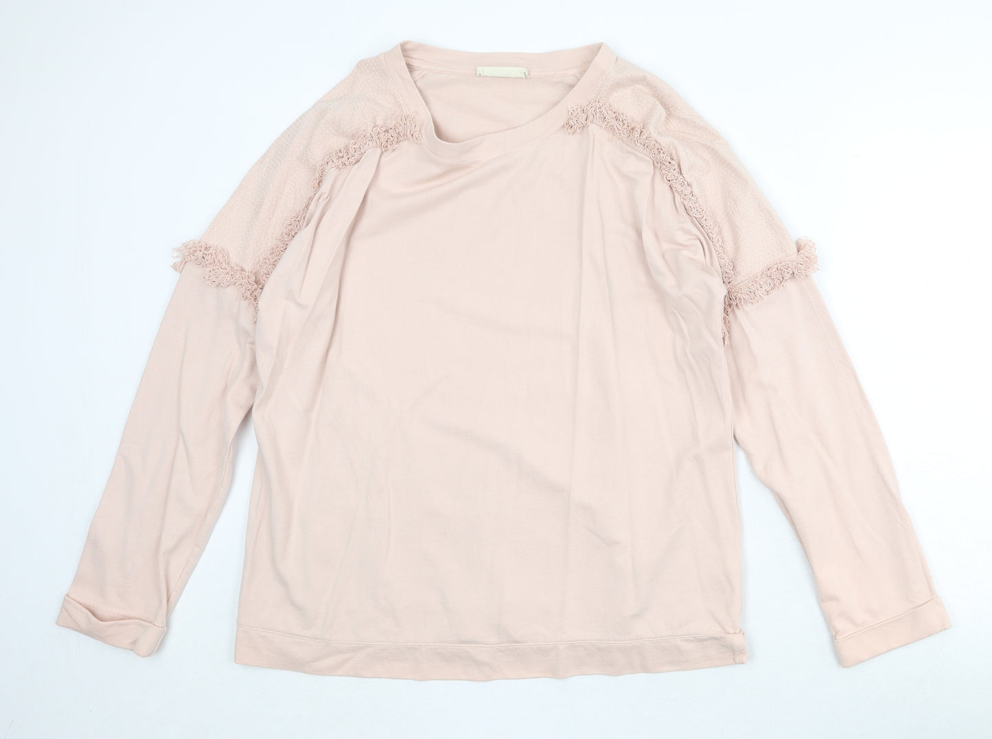 Marks and Spencer Womens Pink Cotton Pullover Sweatshirt Size 16 Pullover - Fringe Detail