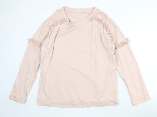 Marks and Spencer Womens Pink Cotton Pullover Sweatshirt Size 16 Pullover - Fringe Detail