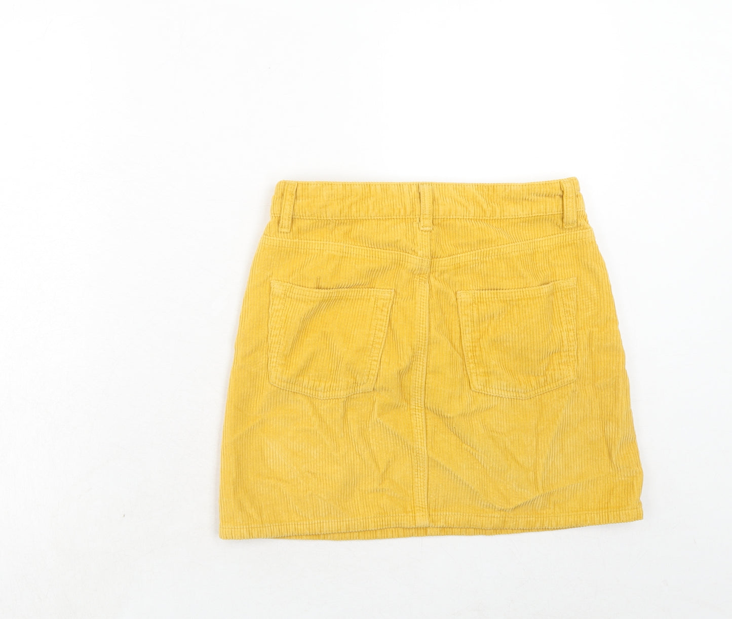 Topshop Womens Yellow Cotton Mini Skirt Size 8 Regular Zip