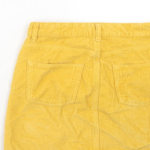 Topshop Womens Yellow Cotton Mini Skirt Size 8 Regular Zip