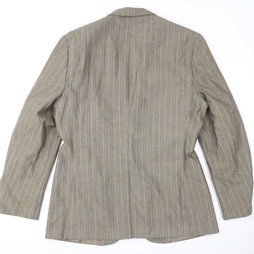 Burton Mens Brown Striped Polyester Jacket Suit Jacket Size 38 Regular