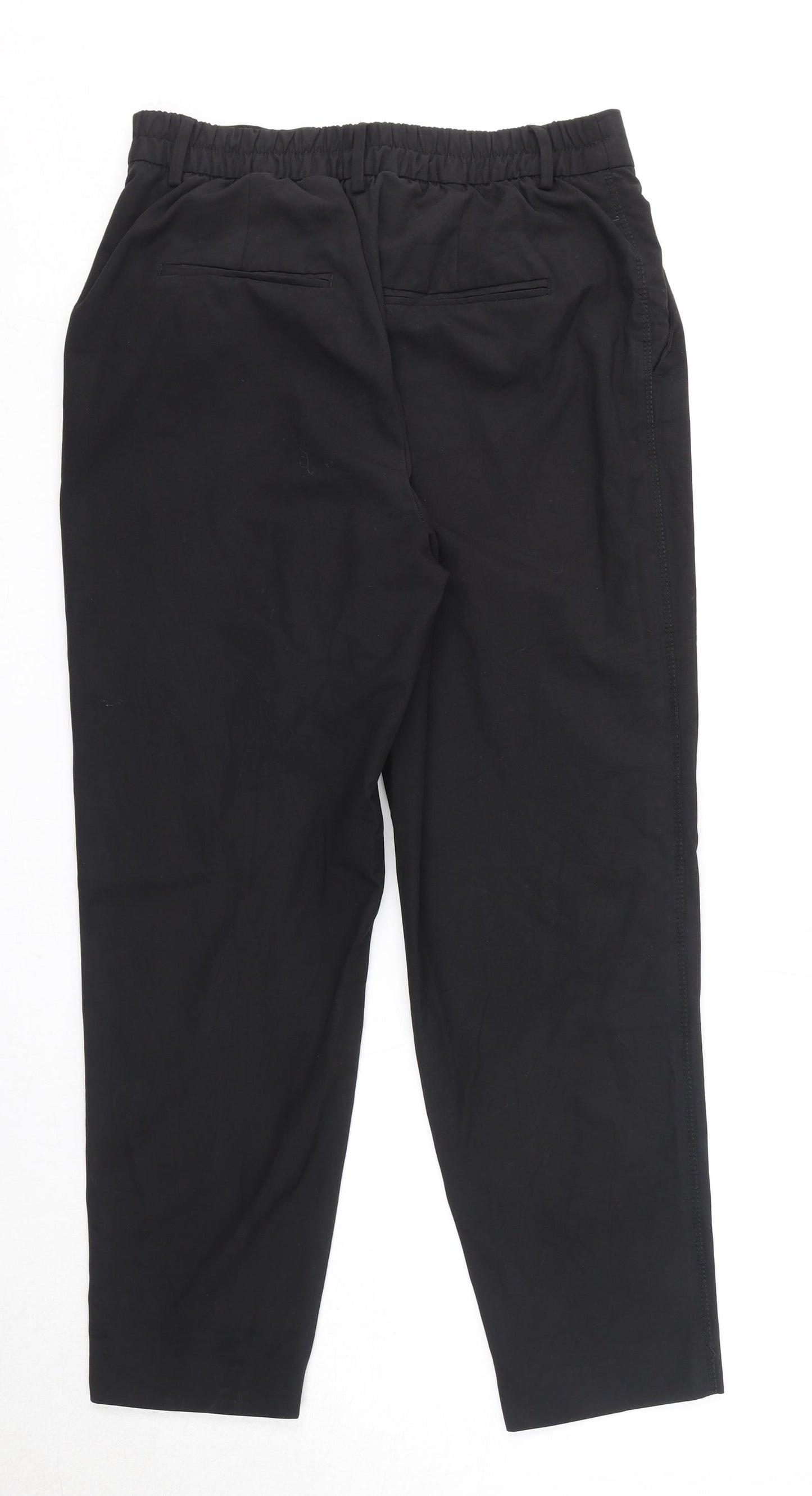 Zara Womens Black Polyester Chino Trousers Size 10 Regular Zip