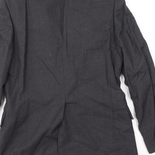 Burton Mens Grey Striped Cotton Jacket Suit Jacket Size 38 Regular