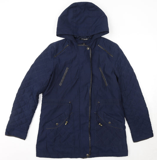 Debenhams Womens Blue Parka Coat Size 14 Zip