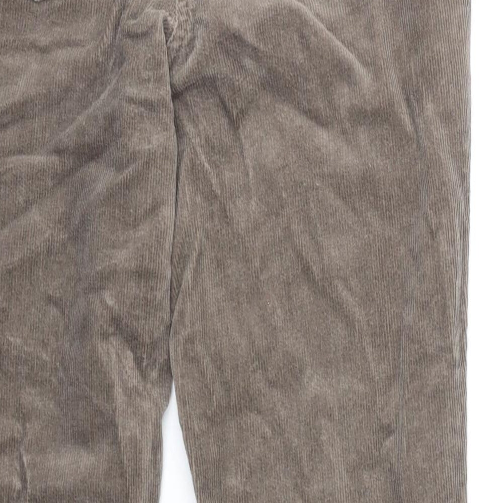 BHS Womens Brown Cotton Trousers Size 8 Regular Zip
