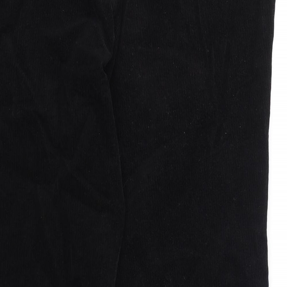 Marks and Spencer Mens Black Cotton Chino Trousers Size 34 in L31 in Regular Zip