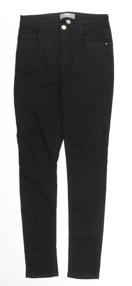 Dorothy Perkins Womens Black Cotton Skinny Jeans Size 10 Regular Zip