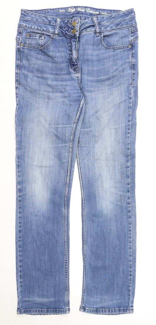 NEXT Womens Blue Cotton Straight Jeans Size 12 Regular Zip
