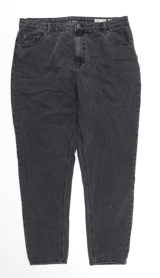 VERO MODA Mens Black Cotton Tapered Jeans Size 48 in L32 in Relaxed Zip