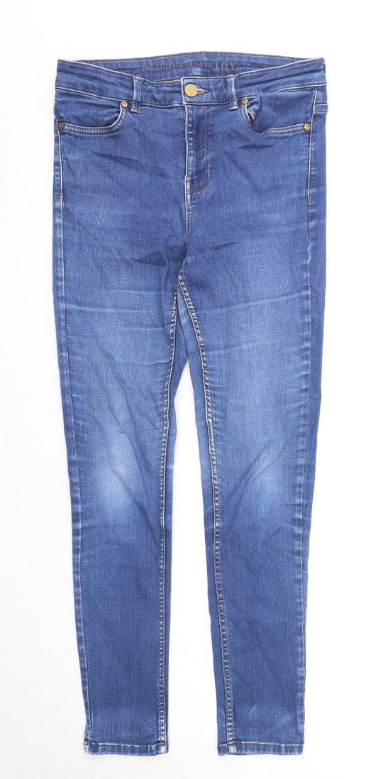 Oasis Womens Blue Cotton Skinny Jeans Size 12 Regular Zip