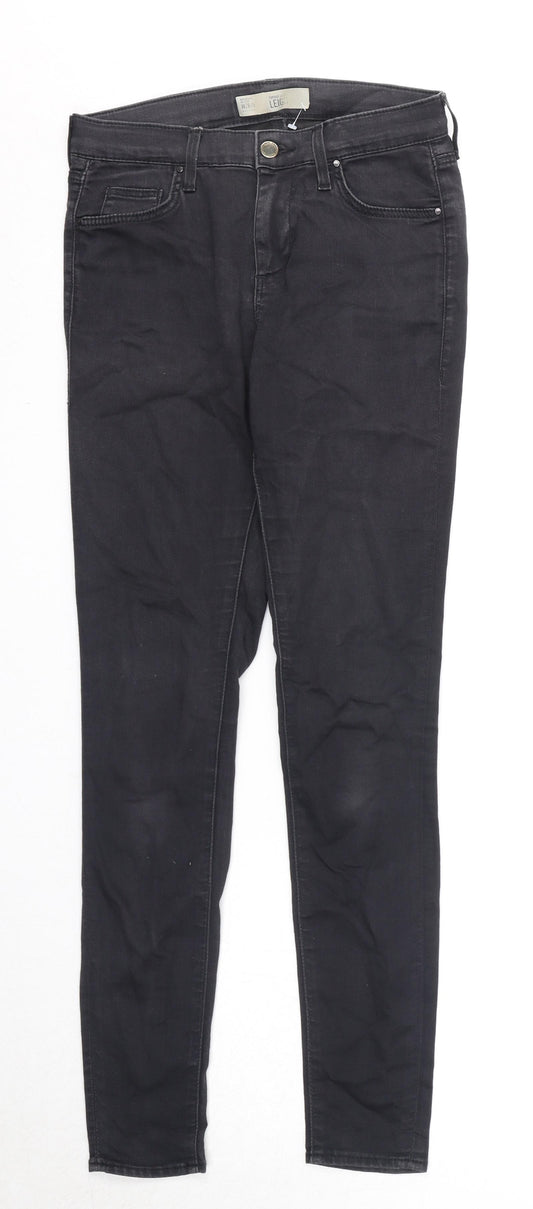 Topshop Womens Black Cotton Skinny Jeans Size 28 in Regular Zip