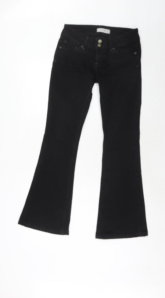 Topshop Womens Black Cotton Flared Jeans Size 28 in L32 in Regular Zip