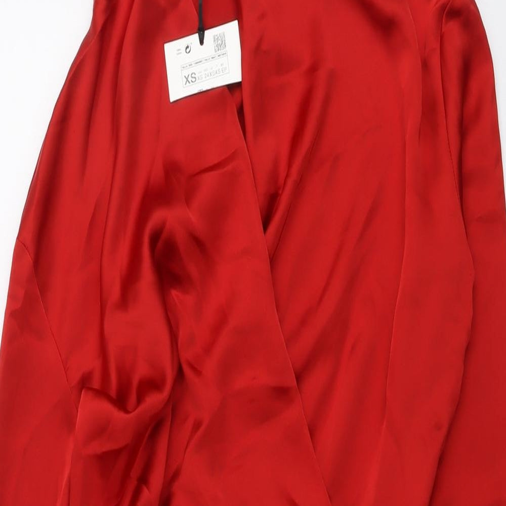 Zara Womens Red Polyester Mini Size XS Collared Zip