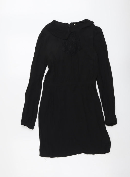 Pins and Needles Womens Black Viscose A-Line Size S Collared Zip