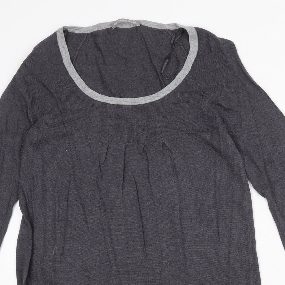 Marks and Spencer Womens Grey Viscose Jumper Dress Size 10 Scoop Neck Pullover