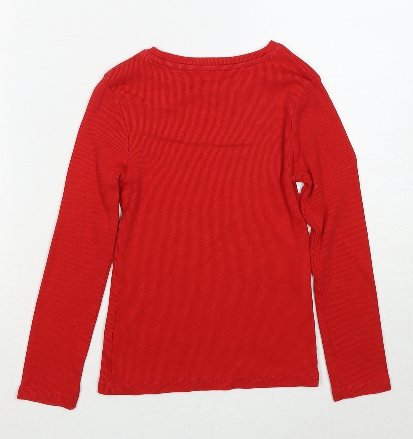 NEXT Girls Red Cotton Basic T-Shirt Size 7 Years Round Neck Pullover