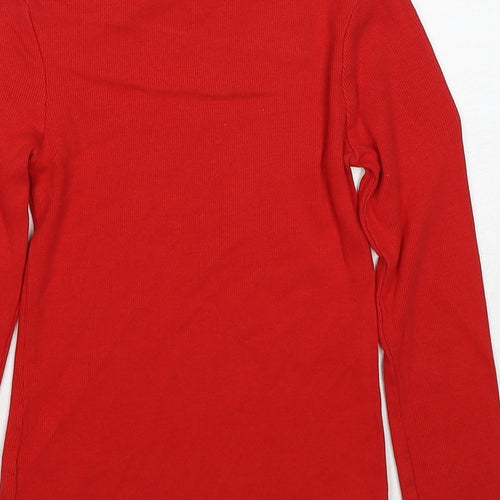 NEXT Girls Red Cotton Basic T-Shirt Size 7 Years Round Neck Pullover