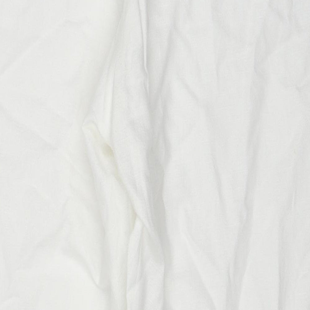 Gap Womens White Linen Jogger Trousers Size L Regular Drawstring