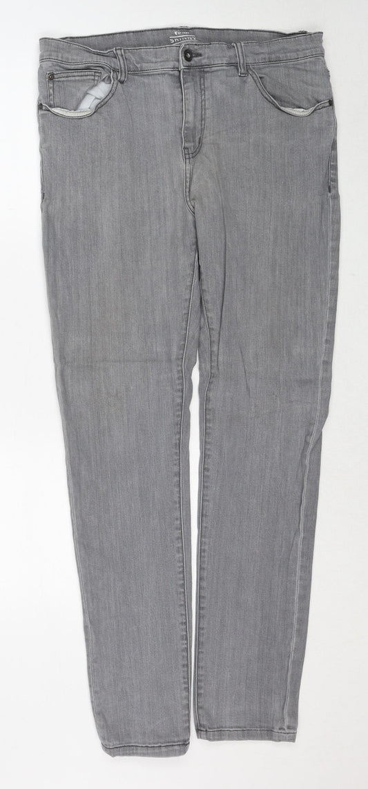 Very Mens Grey Cotton Skinny Jeans Size 36 in Regular Zip