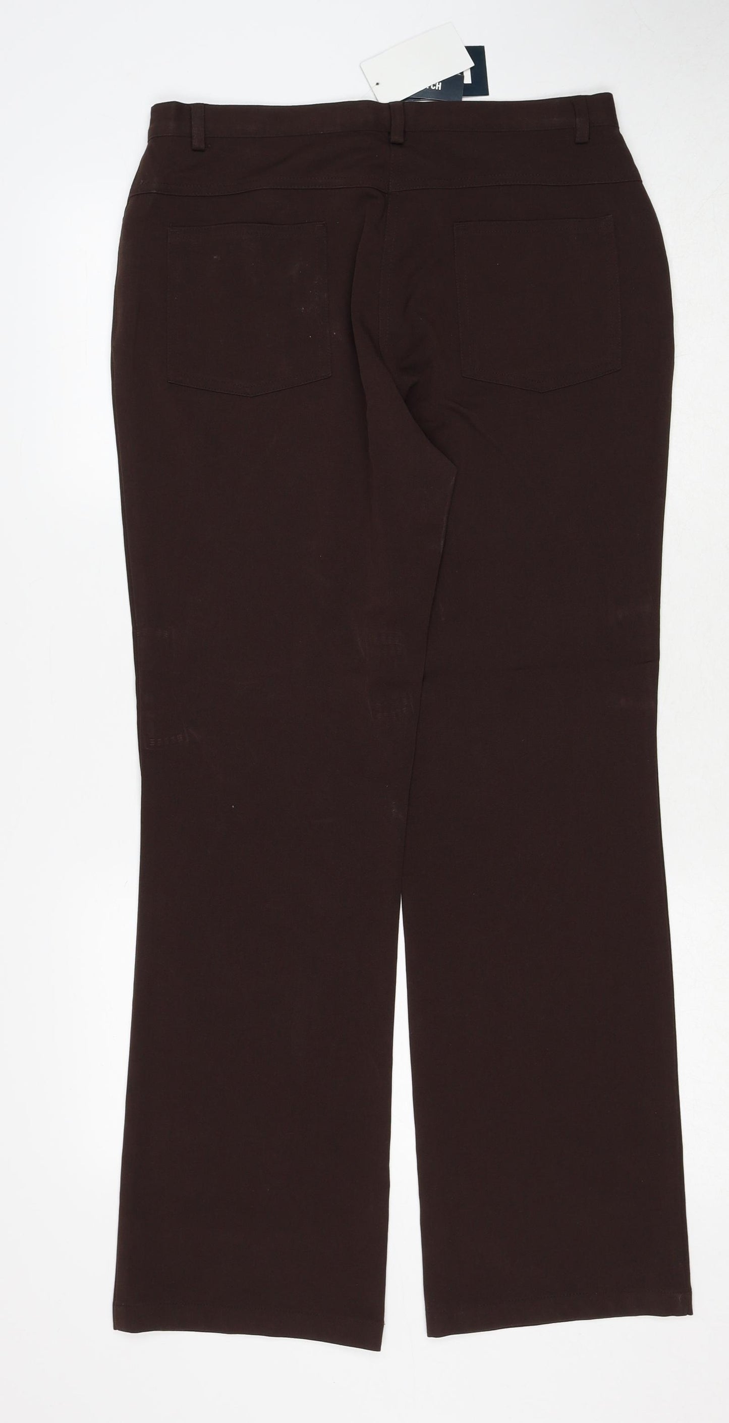 M&Co Womens Brown Viscose Trousers Size 12 Regular Zip