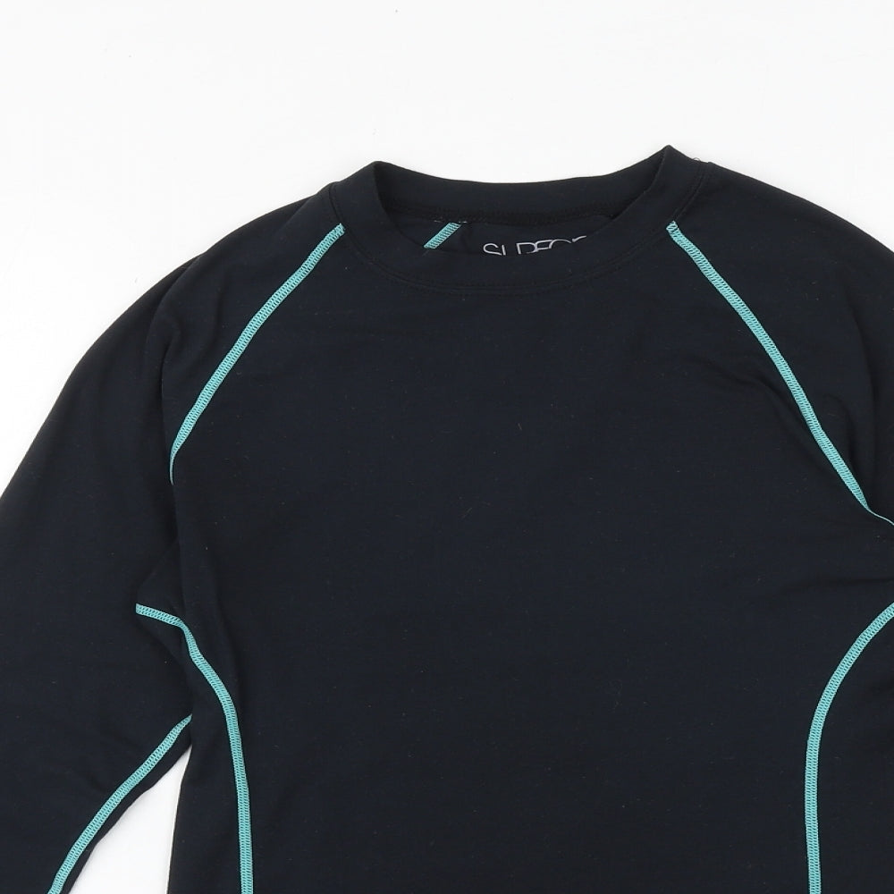 Surfanic Womens Black Polyester Basic T-Shirt Size XS Round Neck Pullover