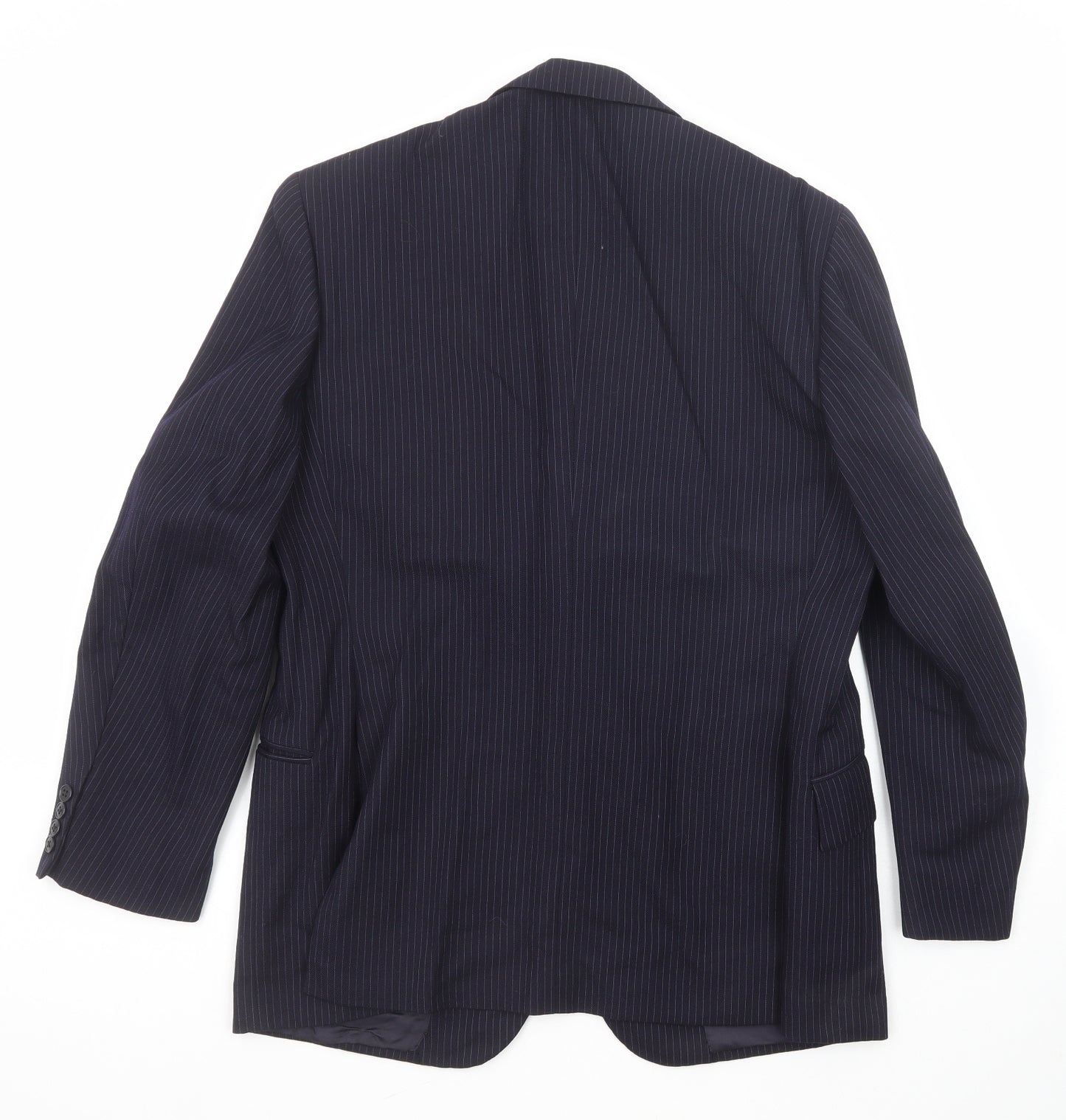 Moss Bros Mens Blue Striped Cotton Jacket Suit Jacket Size 44 Regular