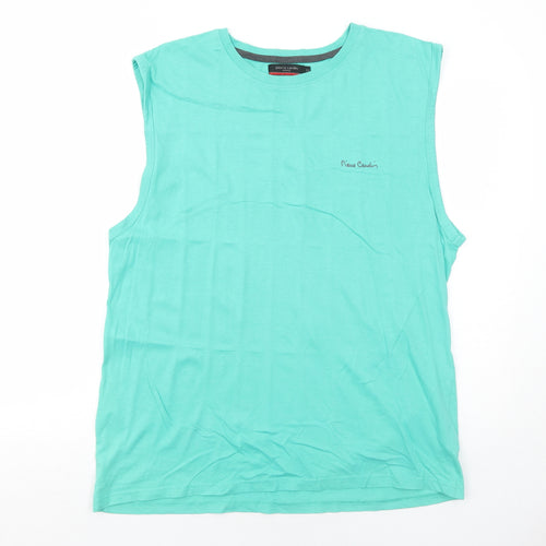 Pierre Cardin Mens Green Cotton T-Shirt Size 2XL Crew Neck