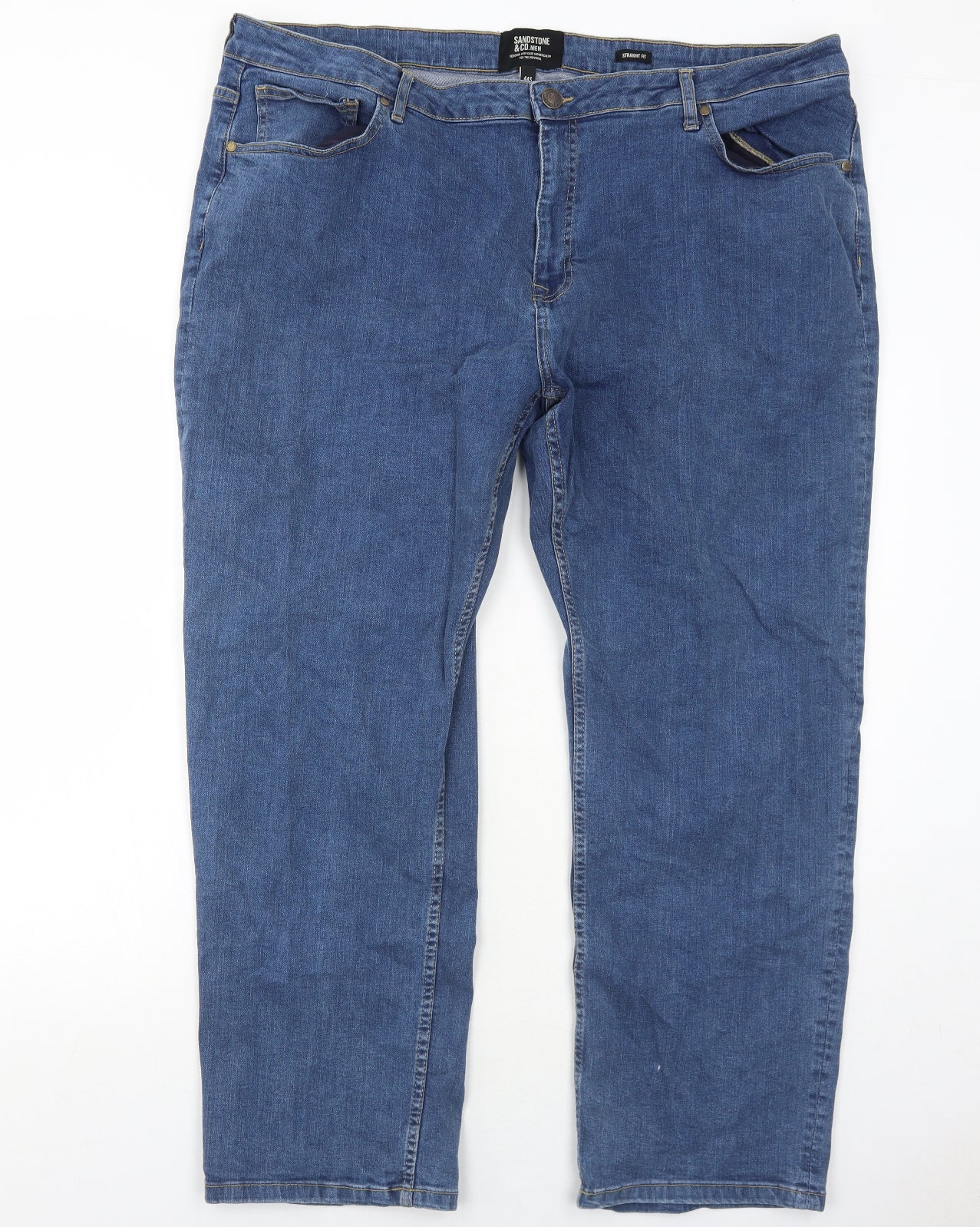 Sandstone&Co Mens Blue Cotton Straight Jeans Size 44 in Regular Zip
