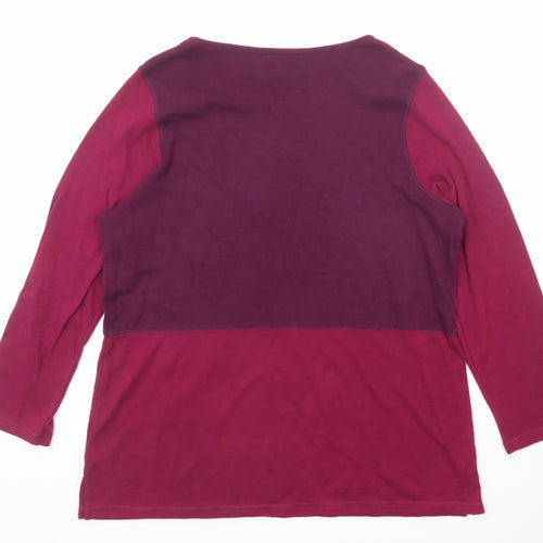 Carole Hochman Womens Purple Cotton Basic T-Shirt Size L Boat Neck