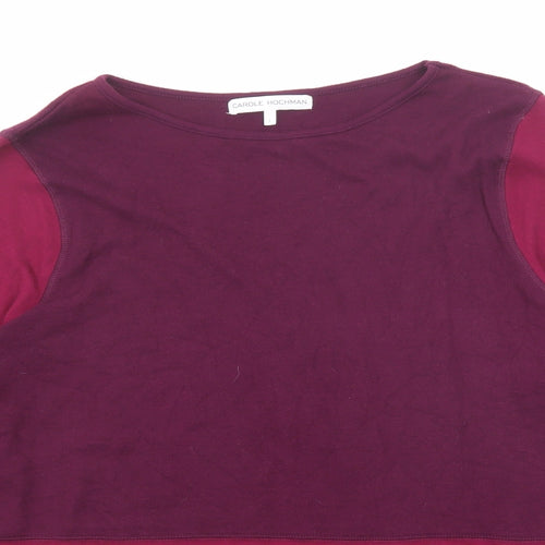 Carole Hochman Womens Purple Cotton Basic T-Shirt Size L Boat Neck