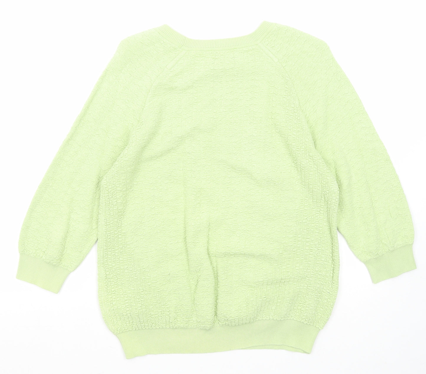 Per Una Womens Green Round Neck Cotton Pullover Jumper Size 10