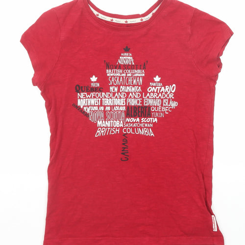 Canadiana Womens Red Cotton Basic T-Shirt Size 10 Crew Neck - Canada