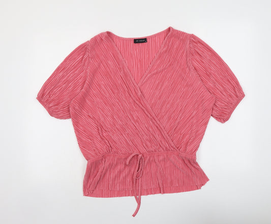 Et Vous Womens Pink Polyester Basic Blouse Size 18 V-Neck - Plisse