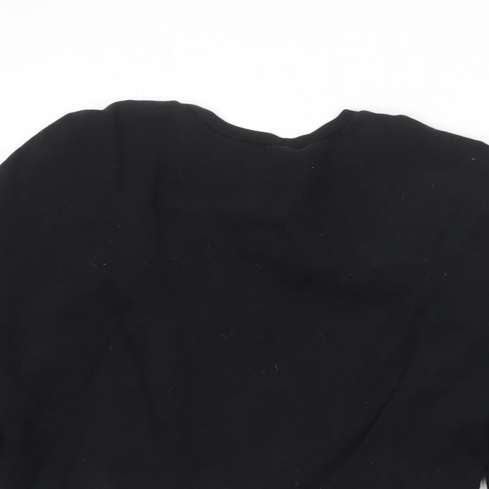 Zara Womens Black Cotton Pullover Sweatshirt Size S Pullover - Shoulder Pads