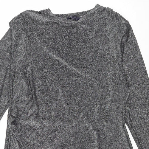 Marks and Spencer Womens Silver Polyamide Bodycon Size 20 Round Neck Pullover - Shoulder Pads