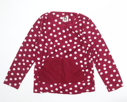 Anne Klein Womens Red Polka Dot Polyester Top One Piece Size M Pullover