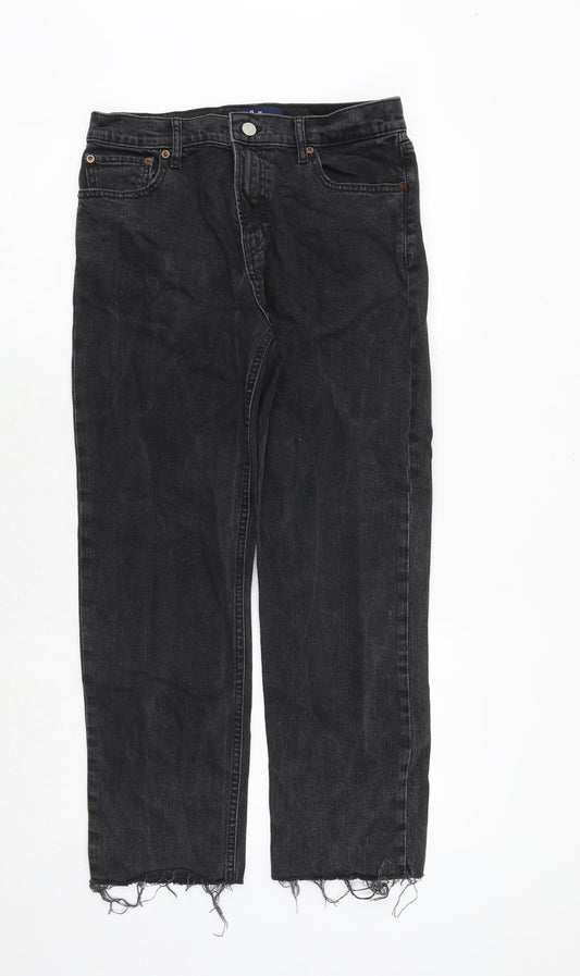 Gap Womens Grey Cotton Straight Jeans Size 29 in Regular Zip - Frayed Hem