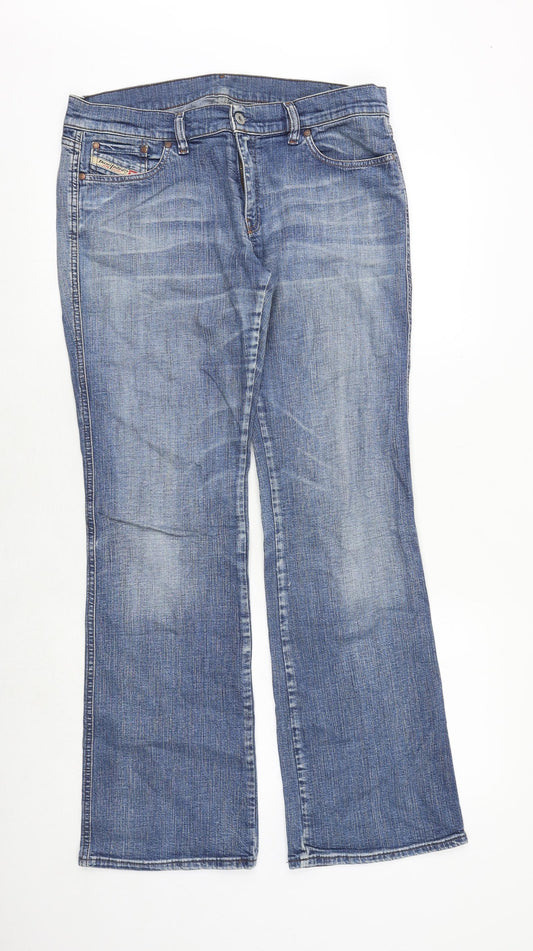 Diesel Womens Blue Cotton Bootcut Jeans Size 34 in Regular Zip
