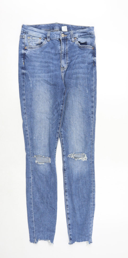 H&M Womens Blue Cotton Skinny Jeans Size 29 in Regular Zip