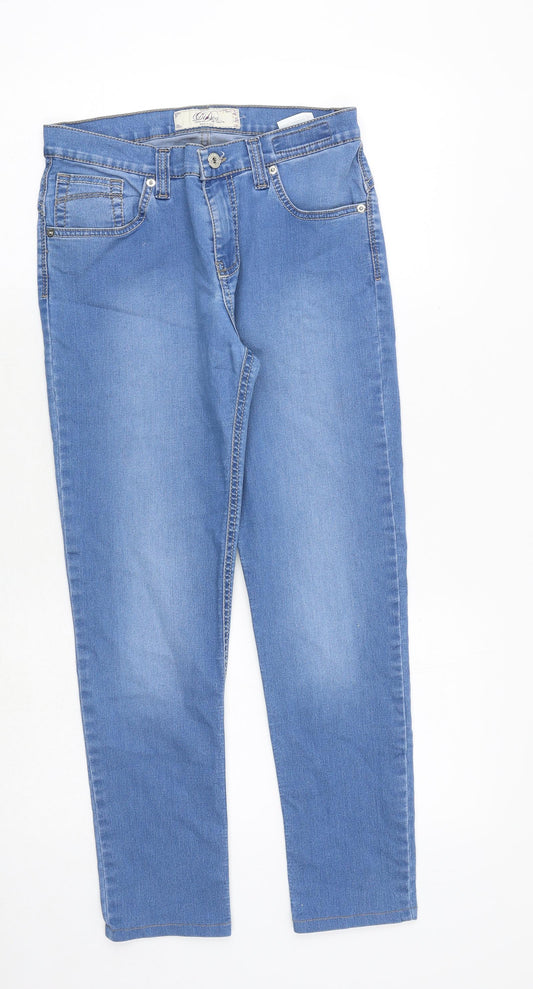Diusca Womens Blue Cotton Straight Jeans Size 28 in Regular Zip