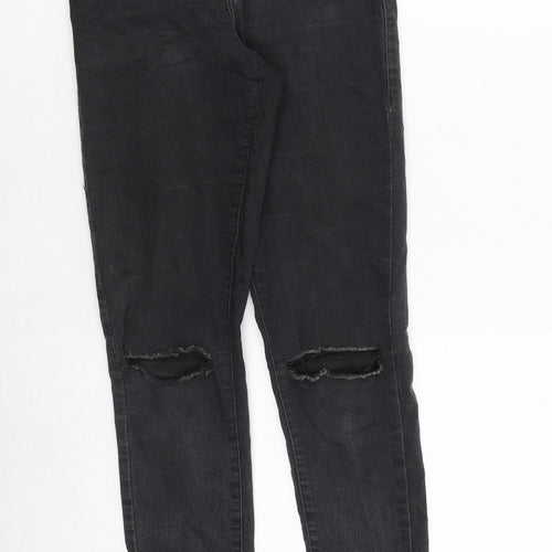 Topshop Womens Grey Cotton Skinny Jeans Size 26 in Regular Zip