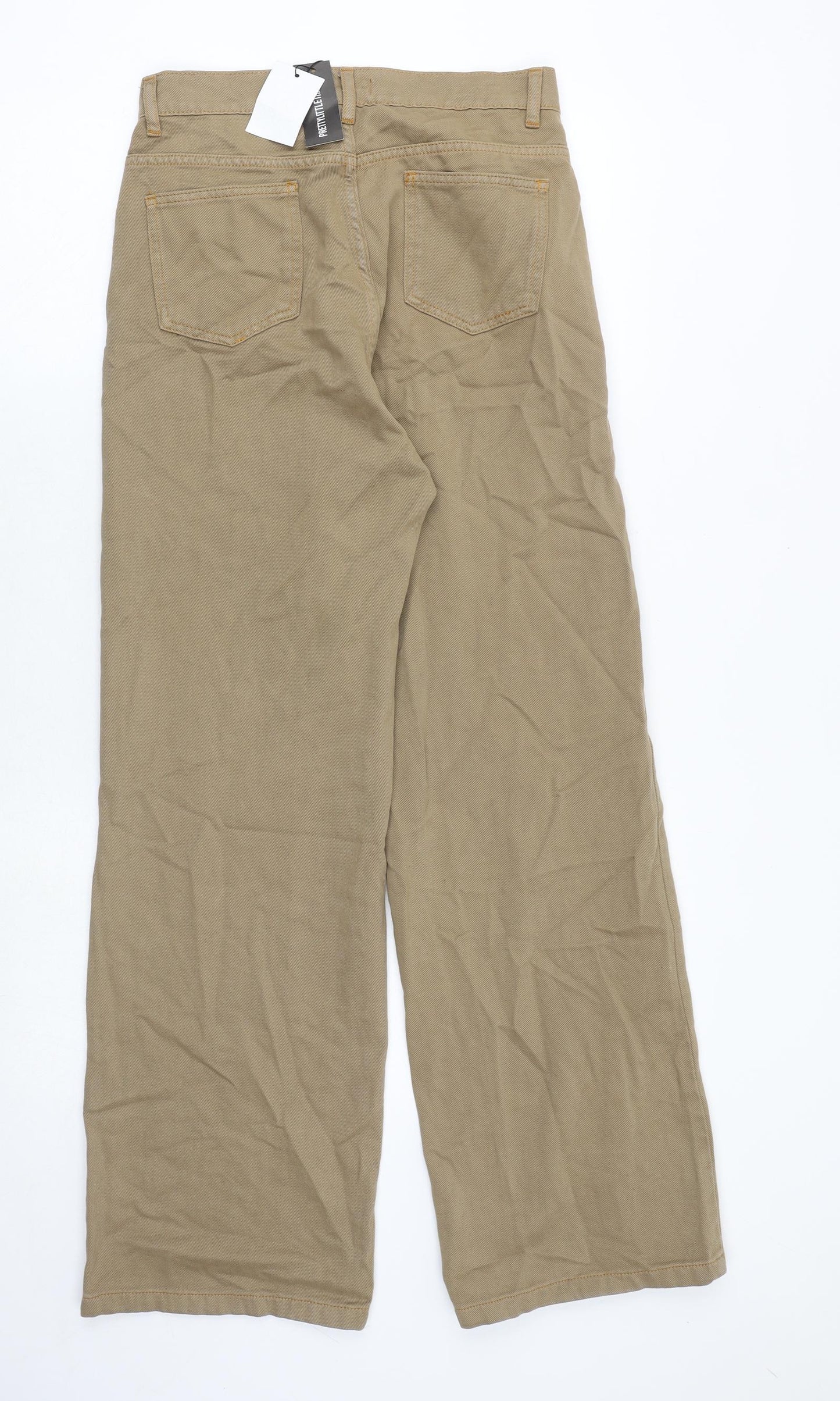 PRETTYLITTLETHING Womens Brown Cotton Boyfriend Jeans Size 8 Regular Zip