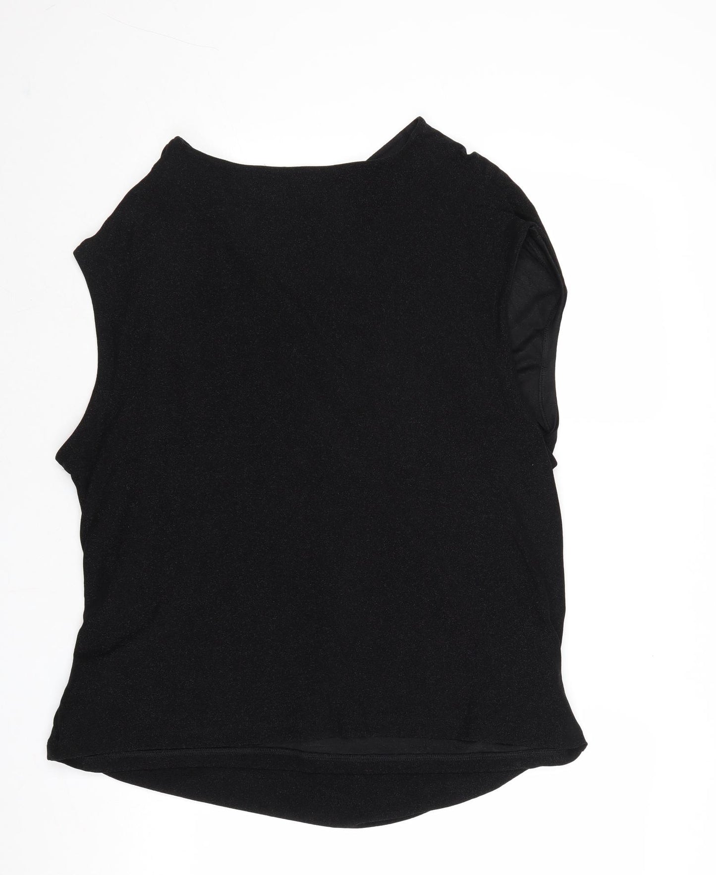 Marks and Spencer Womens Black Polyamide Basic T-Shirt Size 24 V-Neck - Ruched Front