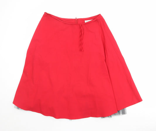 Topshop Womens Red Viscose A-Line Skirt Size 12 Zip