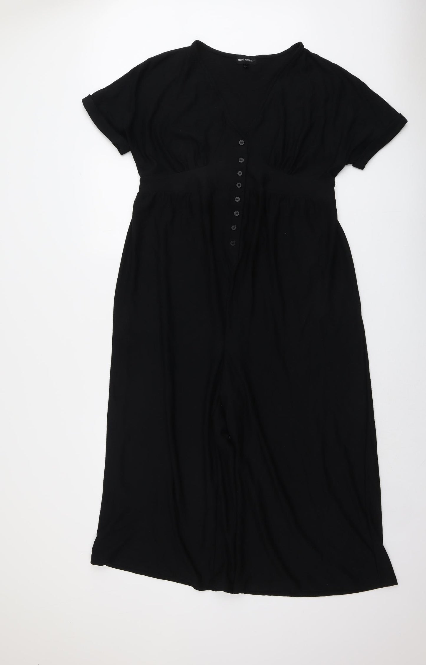 NEXT Womens Black Polyester Jumpsuit One-Piece Size 12 Button